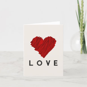 Painted Red Heart LOVE Thank You Card
