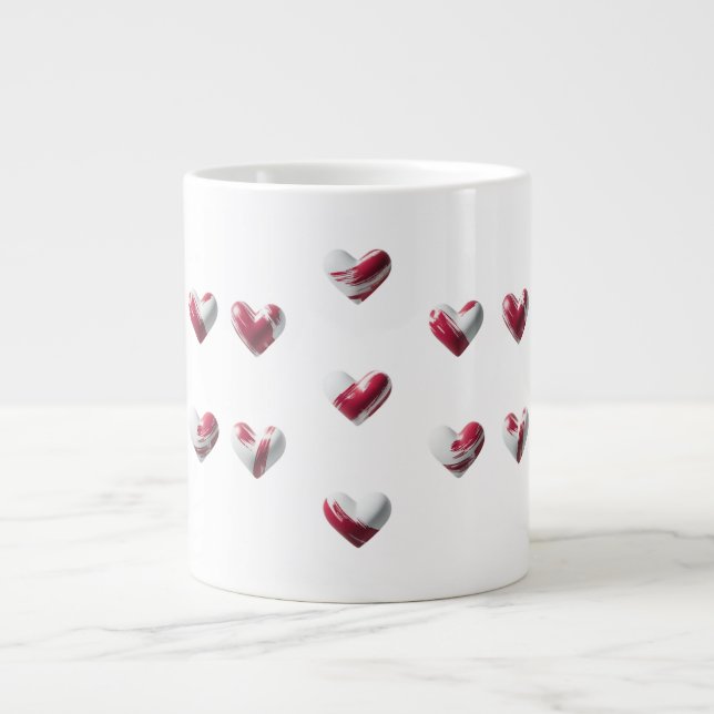 Painted Red Hearts Speciality Jumbo Mug (Front)