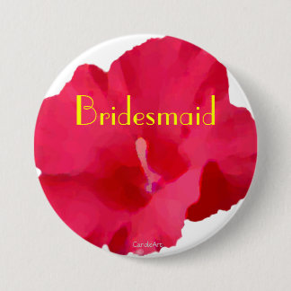 Painted Red Hibiscus 7.5 Cm Round Badge