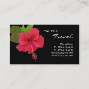 Painted Red Hibiscus Travel Business Card