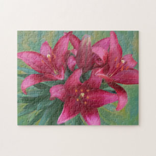 Painted Red Lily Jigsaw Puzzle