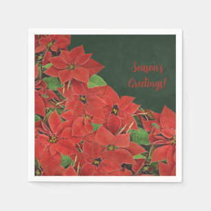 Painted Red Poinsettia Holiday Napkins