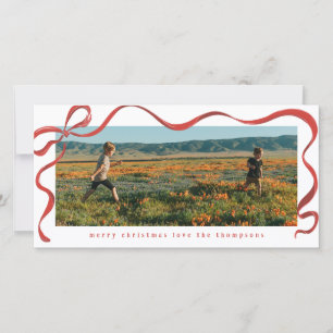 Painted Red Ribbon Long Landscape Holiday Photo