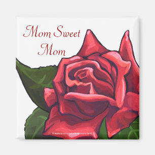 Painted Red Rose Mum Sweet Mum Magnet