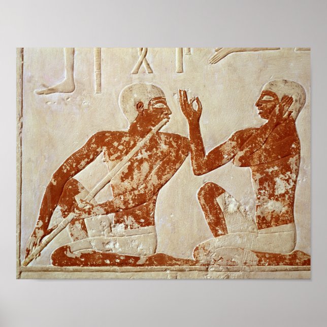 Painted relief depicting a flute player poster (Front)