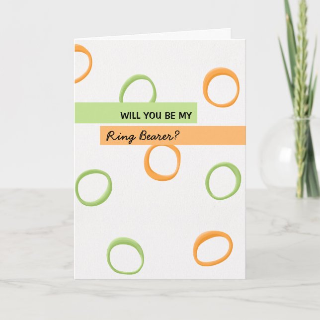 Painted Retro Circles green Be My Ring Bearer Invitation (Front)