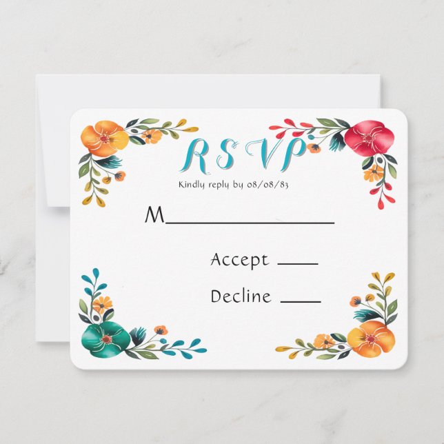 Painted Romance Wedding RSVP Card (Front)