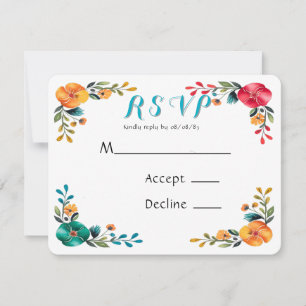 Painted Romance Wedding RSVP Card
