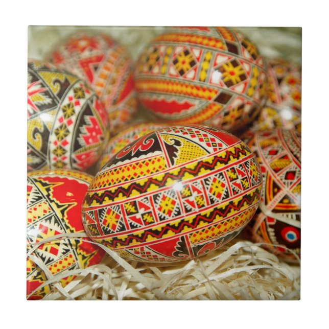 Painted Romanian Easter Eggs Tile (Front)