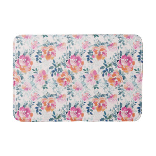 Painted Roses Pattern Bath Mat