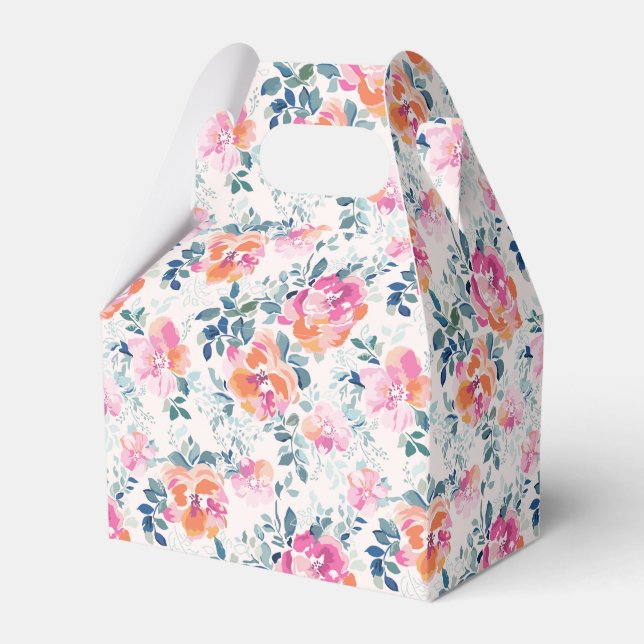 Painted Roses Pattern Favour Box (Front Side)