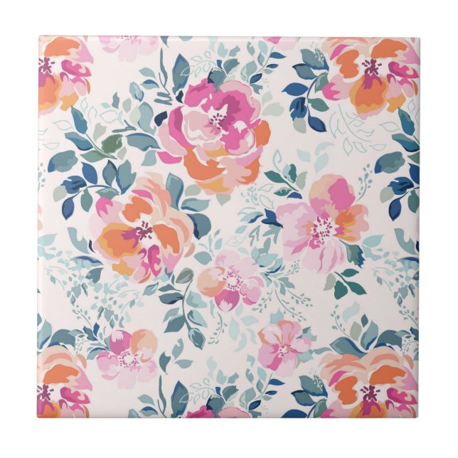 Painted Roses Pattern Tile (Front)