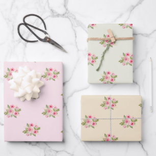 Painted Roses Pattern Wrapping Paper Sheet