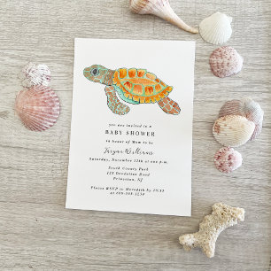 Painted Sea Turtle Baby Shower Invitation