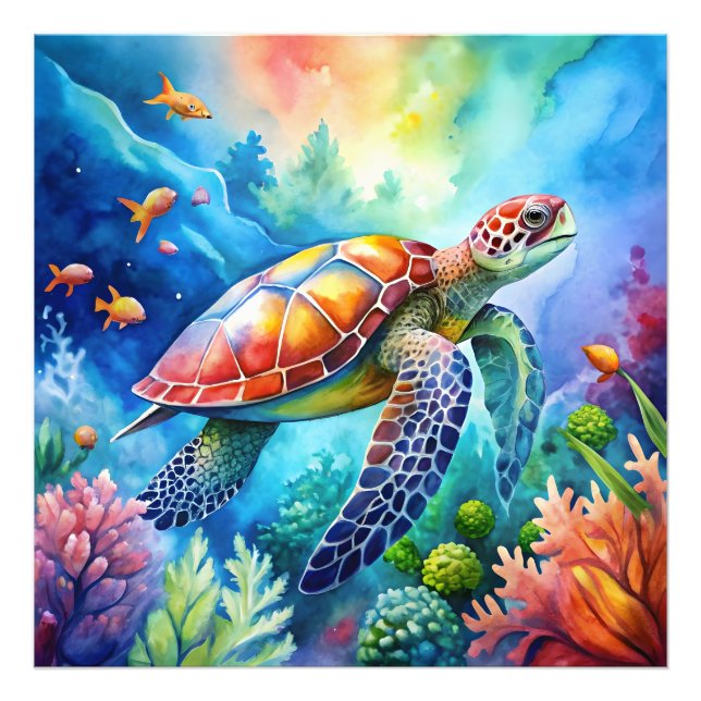 Painted Sea Turtle  Photo Print (Front)