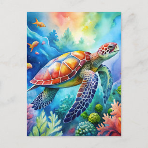 Painted Sea Turtle Postcard