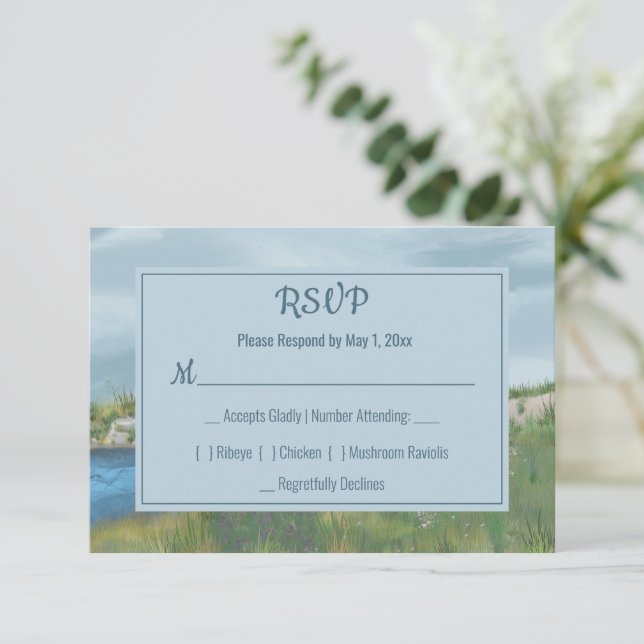 Painted Seasidel RSVP Card (Standing Front)