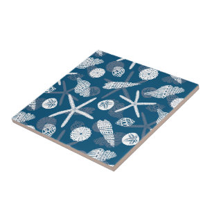 Painted Shells And Starfish Marine       Tile