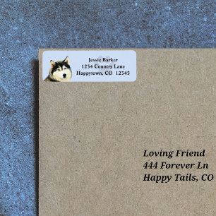 Painted Siberian Husky Return Address Label