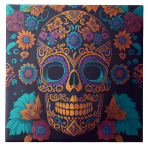 Painted skeletons tile