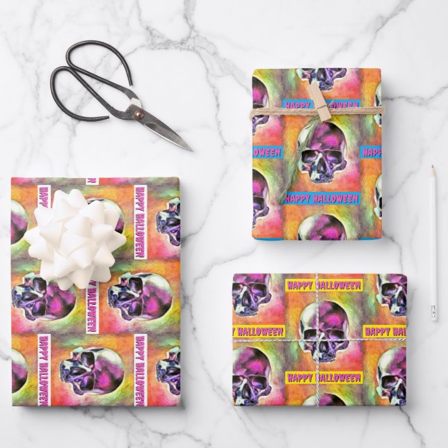 Painted skull. Customised Wrapping Paper Sheet (Front)