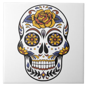 Painted Skull Design Tile
