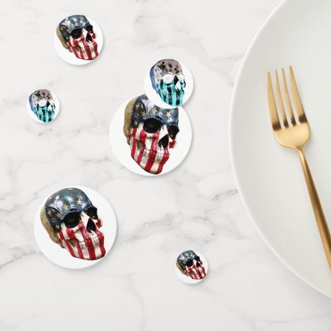 Painted skull on table confetti (Group)