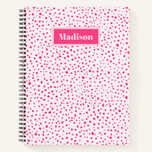 Painted Smudge Dots Preppy Hot Pink Personalised Notebook