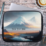Painted Snow Capped Mountain Laptop Sleeve<br><div class="desc">Laptop sleeve featuring a painting of a snow capped mountain. The texts are optional.</div>