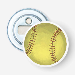 Painted Softball Art Bottle Opener