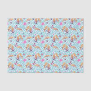 Painted Spring Cherry Blossom Bird Flowers Tissue Paper