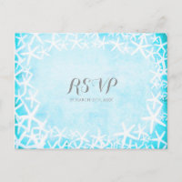 Painted Starfish Aqua Blue Party Custom RSVP