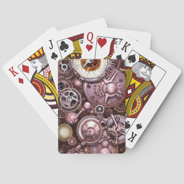 Painted Steampunk Elements Collage 4 Playing Cards (Back)