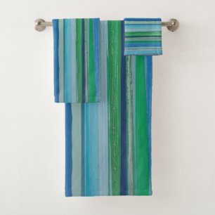 painted stripe bath towel set