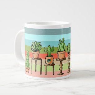 Painted Stripe Cacti Large Coffee Mug