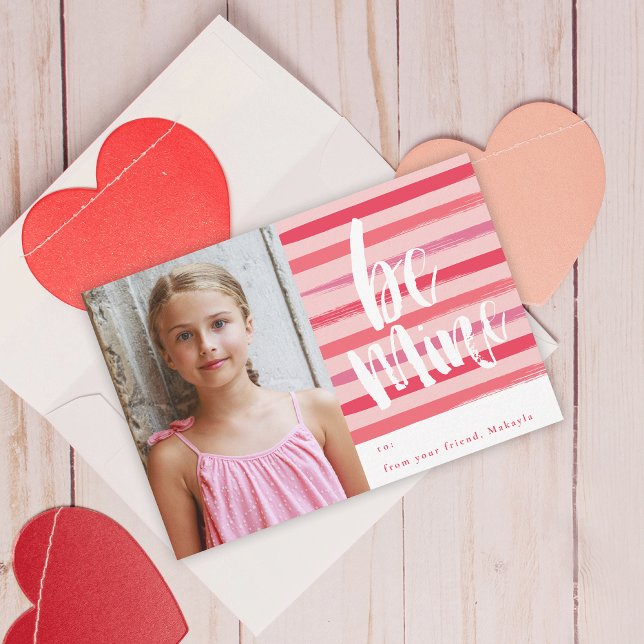 Painted stripe photo classroom valentine day card (Creator Uploaded)
