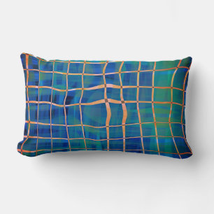 painted stripes and funky lines dark blue modern  lumbar cushion