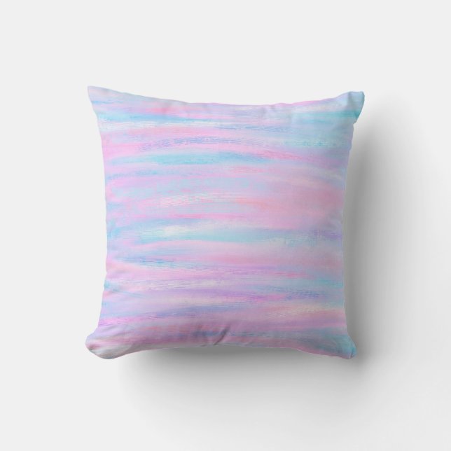 Painted Stripes Turquoise Pink Purple Cushion (Front)