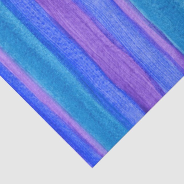 Painted Stripes: Violet, Blue, Turquoise Tissue Paper (Detail)
