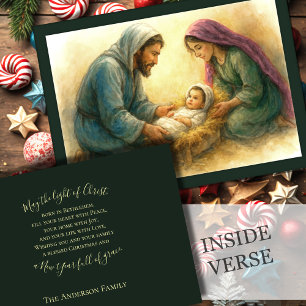 Painted Style Nativity Scene Holiday Card