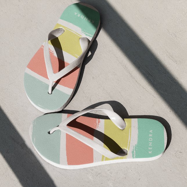 Painted Summer Stripes Sunwashed Neon Jandals (Creator Uploaded)