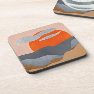 Painted Sun, clouds and water Coaster