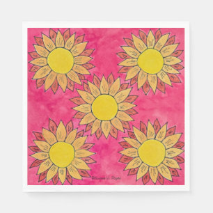Painted Sunflower Blooms Party Napkins