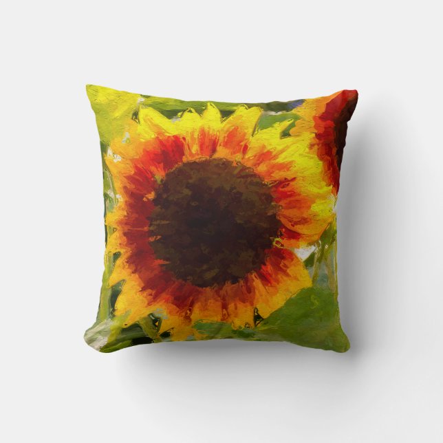 Painted Sunflower Design Cushion (Front)