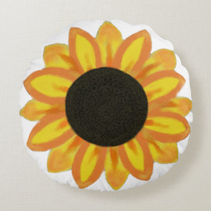 Painted Sunflower Round Pillow