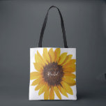 Painted Sunflower Your Name Tote Bag<br><div class="desc">This tote bag design features a pretty painted sunflower with space for your name or personal message. Click the customise button for more flexibility in adding or modifying text styles! Variations of this design as well as coordinating products are available in our shop, zazzle.com/doodlelulu*. Contact us if you need this...</div>