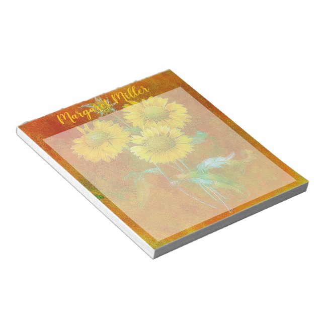 Painted sunflowers notepad (Angled)