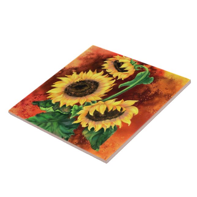 Painted Sunflowers Tile (Side)