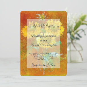 Painted sunflowers wedding invitation