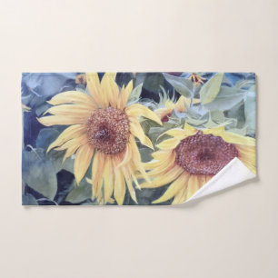 Painted Sunflowers with a Bee Hand Towel